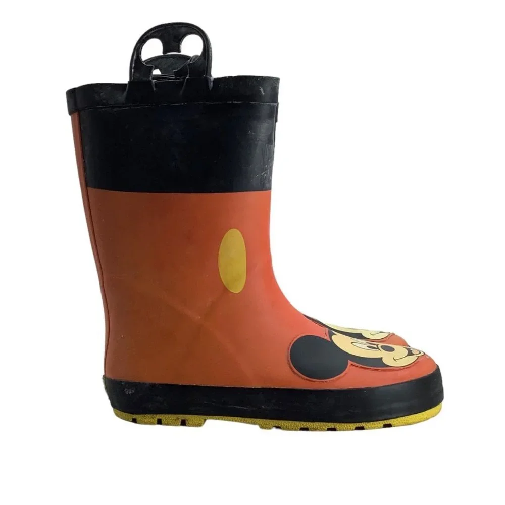 Disney‎ Mickey Mouse Rain Boots Kid Size 1 Western Chief Waterproof Red Rubber